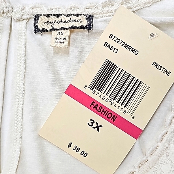 Eyeshadow cream lace empire waist baby doll tank hi low hem size 3X - Picture 5 of 9